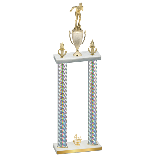 Double Silver Carbon Fiber Fourth Place Swimming Trophy