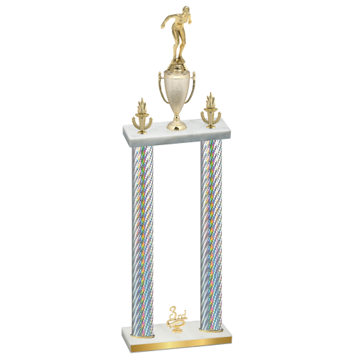 Double Silver Carbon Fiber Third Place Tennis Trophy