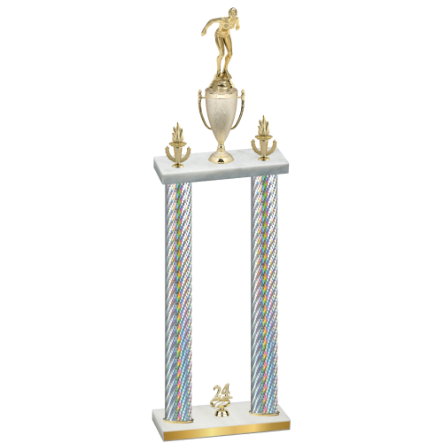 Double Silver Carbon Fiber Year Tennis Trophy