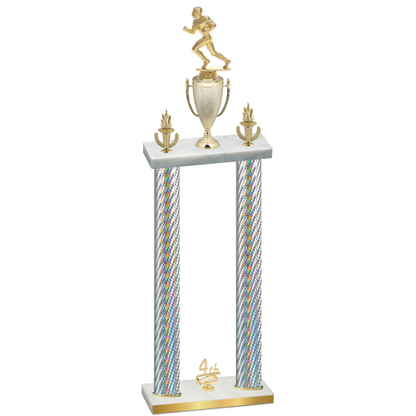 Double Silver Carbon Fiber Fourth Place Football Trophy