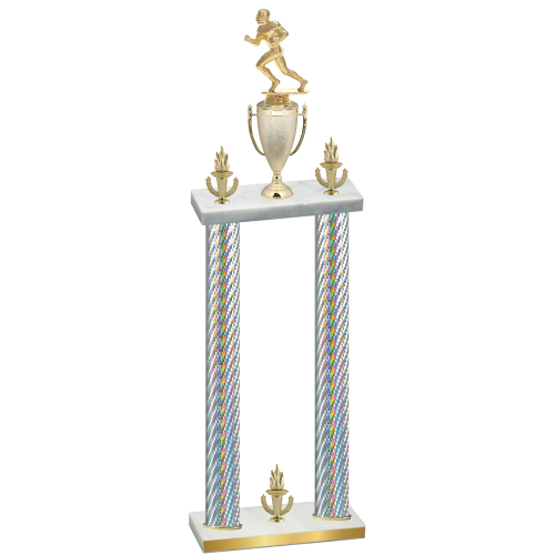 Double Silver Carbon Fiber Victory Football Trophy
