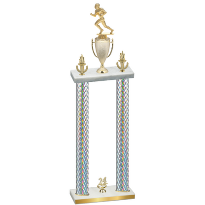 Double Silver Carbon Fiber Year Football Trophy