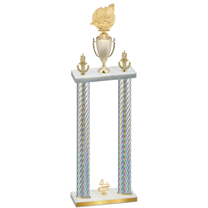 Double Silver Carbon Fiber Fourth Place Swimming Trophy