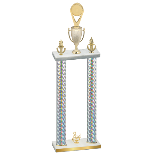 Double Silver Carbon Fiber Third Place Insert Trophy