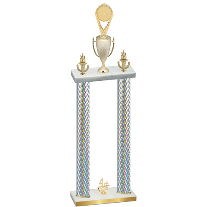Double Silver Carbon Fiber Fourth Place Insert Trophy