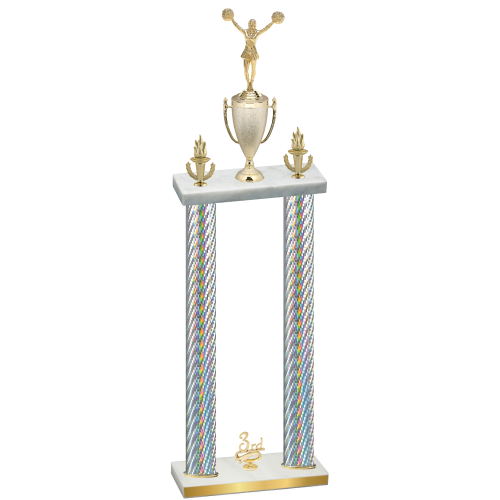 Double Silver Carbon Fiber Third Place Cheerleading Trophy