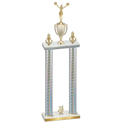Double Silver Carbon Fiber Year Cheerleading Trophy