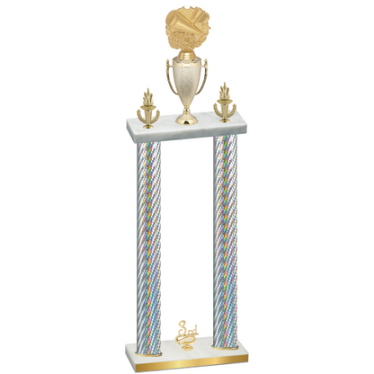 Double Silver Carbon Fiber Third Place Cheerleading Trophy