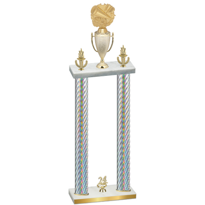 Double Silver Carbon Fiber Year Cheerleading Trophy