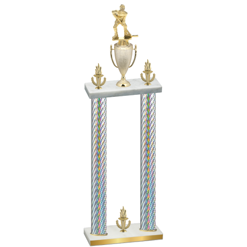 Double Silver Carbon Fiber Victory Hockey Trophy