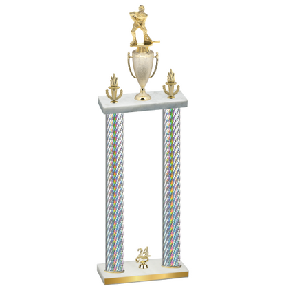 Double Silver Carbon Fiber Year Hockey Trophy