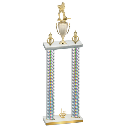 Double Silver Carbon Fiber First Place Hockey Trophy