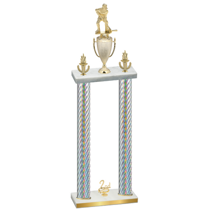 Double Silver Carbon Fiber Second Place Hockey Trophy