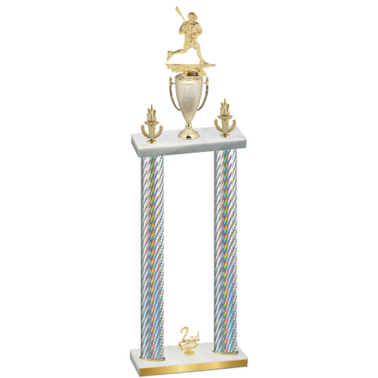 Double Silver Carbon Fiber Second Place Lacrosse Trophy