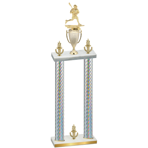 Double Silver Carbon Fiber Victory Lacrosse Trophy