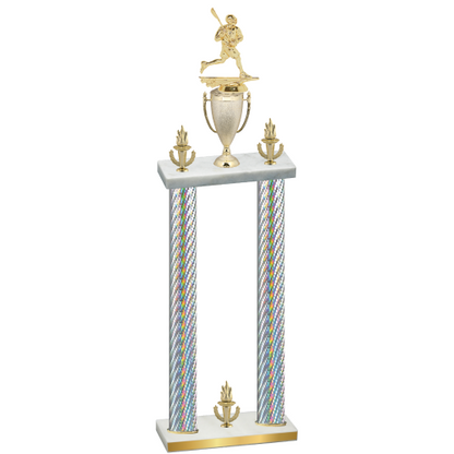 Double Silver Carbon Fiber Victory Lacrosse Trophy