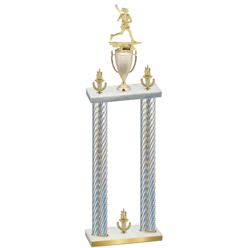 Double Silver Carbon Fiber Victory Lacrosse Trophy