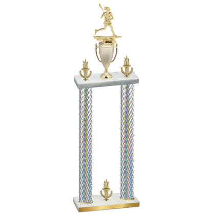 Double Silver Carbon Fiber Victory Lacrosse Trophy