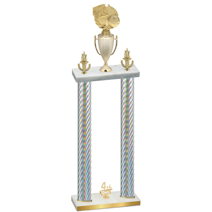 Double Silver Carbon Fiber Fourth Place Basketball Trophy