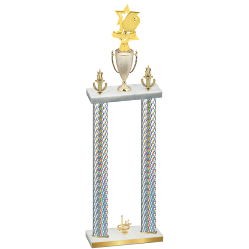 Double Silver Carbon Fiber First Place Pickleball Trophy