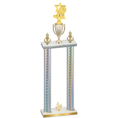 Double Silver Carbon Fiber Fourth Place Pickleball Trophy
