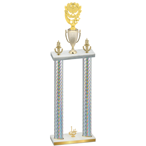 Double Silver Carbon Fiber First Place Pickleball Trophy