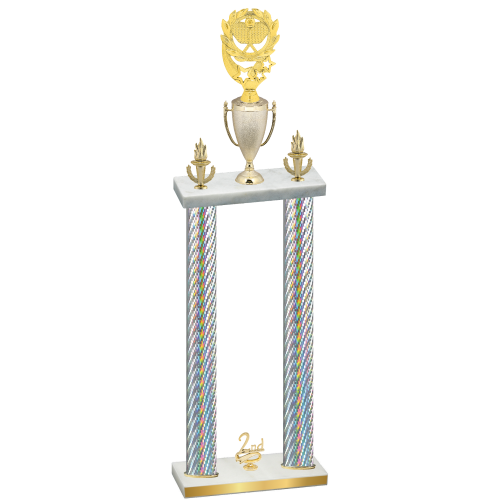 Double Silver Carbon Fiber Second Place Pickleball Trophy