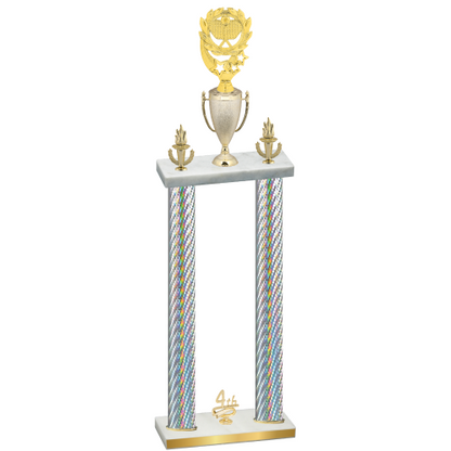 Double Silver Carbon Fiber Fourth Place Pickleball Trophy