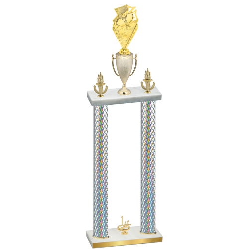 Double Silver Carbon Fiber First Place Pickleball Trophy
