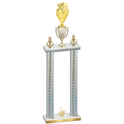 Double Silver Carbon Fiber First Place Pickleball Trophy