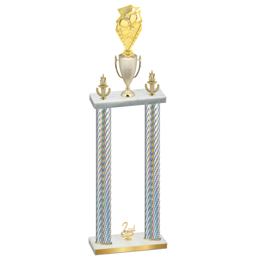 Double Silver Carbon Fiber Second Place Pickleball Trophy