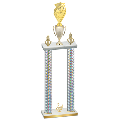 Double Silver Carbon Fiber Second Place Pickleball Trophy