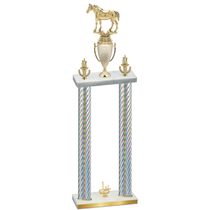 Double Silver Carbon Fiber First Place Horses Trophy
