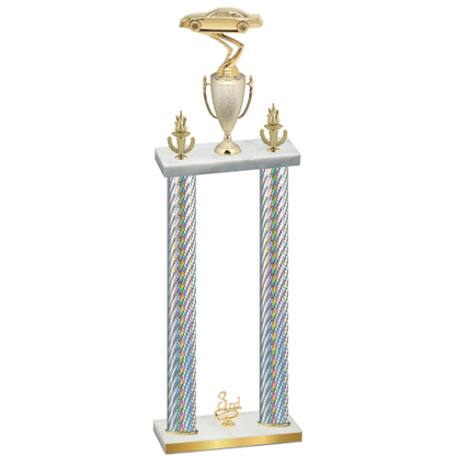 Double Silver Carbon Fiber Third Place Cars Trophy