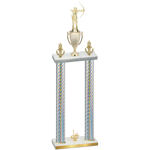 Double Silver Carbon Fiber First Place Archery Trophy