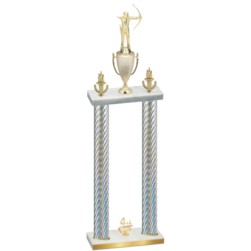 Double Silver Carbon Fiber Fourth Place Archery Trophy