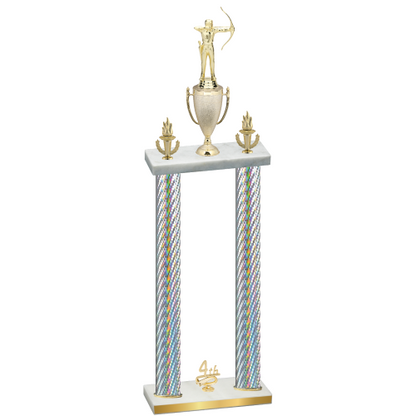 Double Silver Carbon Fiber Fourth Place Archery Trophy