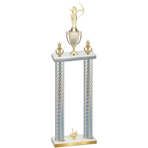 Double Silver Carbon Fiber First Place Archery Trophy