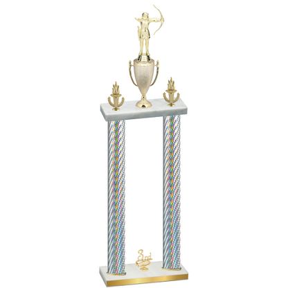 Double Silver Carbon Fiber Third Place Archery Trophy