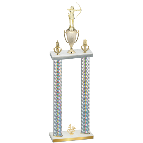 Double Silver Carbon Fiber Fourth Place Archery Trophy