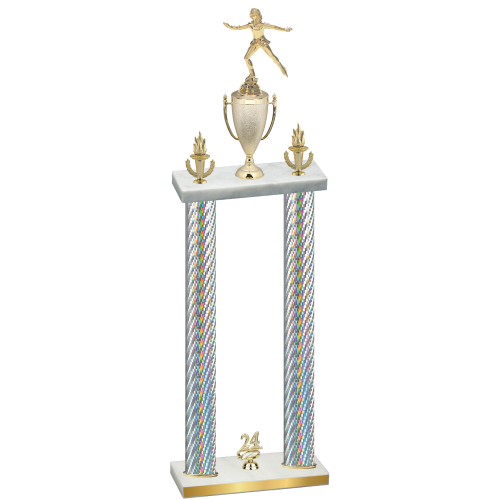 Double Silver Carbon Fiber Year Skater Trophy