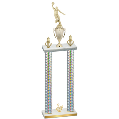 Double Silver Carbon Fiber Second Place Basketball Trophy