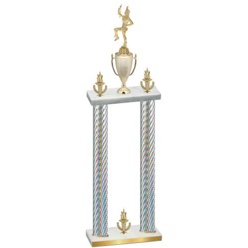 Double Silver Carbon Fiber Victory Majorette Trophy