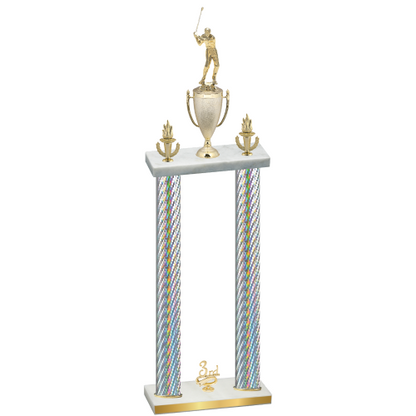 Double Silver Carbon Fiber Third Place Golf Trophy