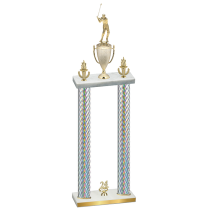 Double Silver Carbon Fiber Year Golf Trophy