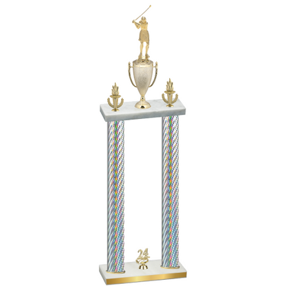 Double Silver Carbon Fiber Year Golf Trophy