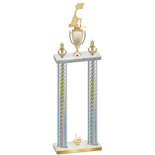 Double Silver Carbon Fiber First Place Golf Trophy