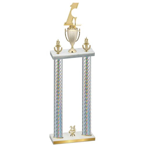 Double Silver Carbon Fiber Year Golf Trophy