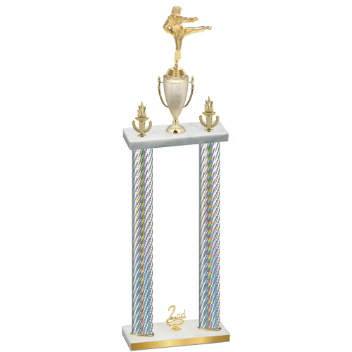 Double Silver Carbon Fiber Second Place Karate Trophy
