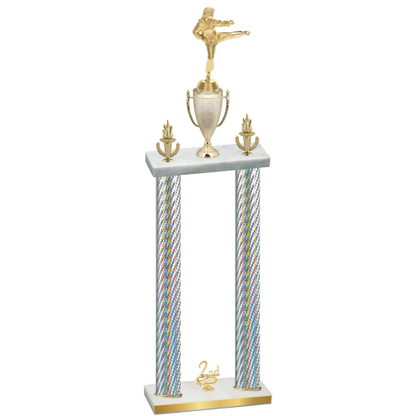 Double Silver Carbon Fiber Second Place Karate Trophy